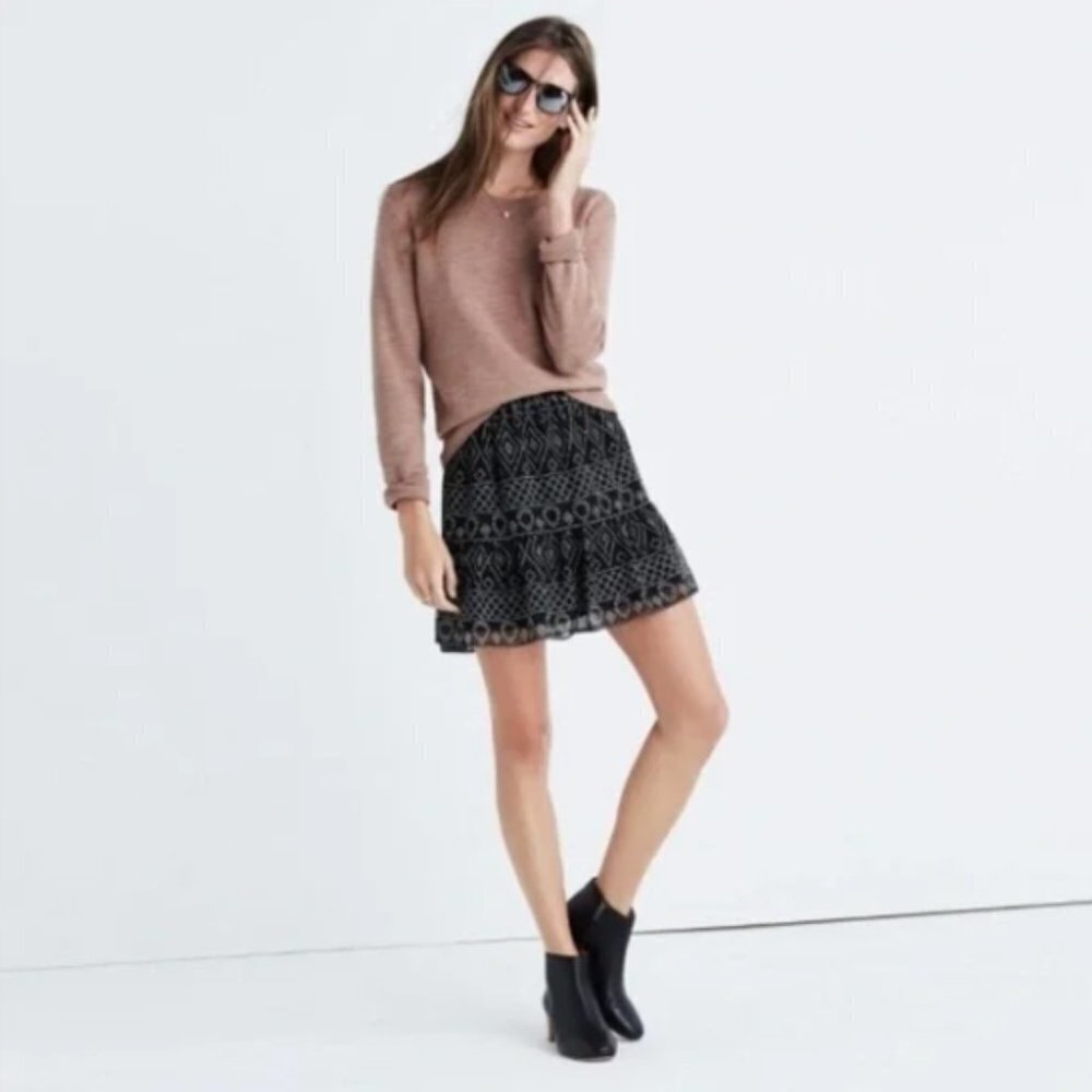 Madewell Caravan Black & White Geometric Printed Flowy Mini Skirt XL NWT - Picture 2 of 14